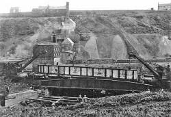 Bridge 27 at Goathland with main  beams being lifted into place in 1908 (NYMR Archive; originals at the  NRM).jpg